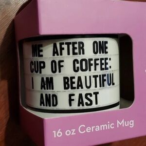 White Ceramic Mug with Black Text